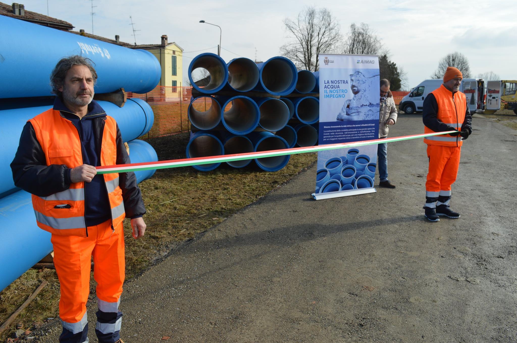 Work is proceeding on replacement of the Fontana-Carpi water supply pipeline of the Carpi aqueduct